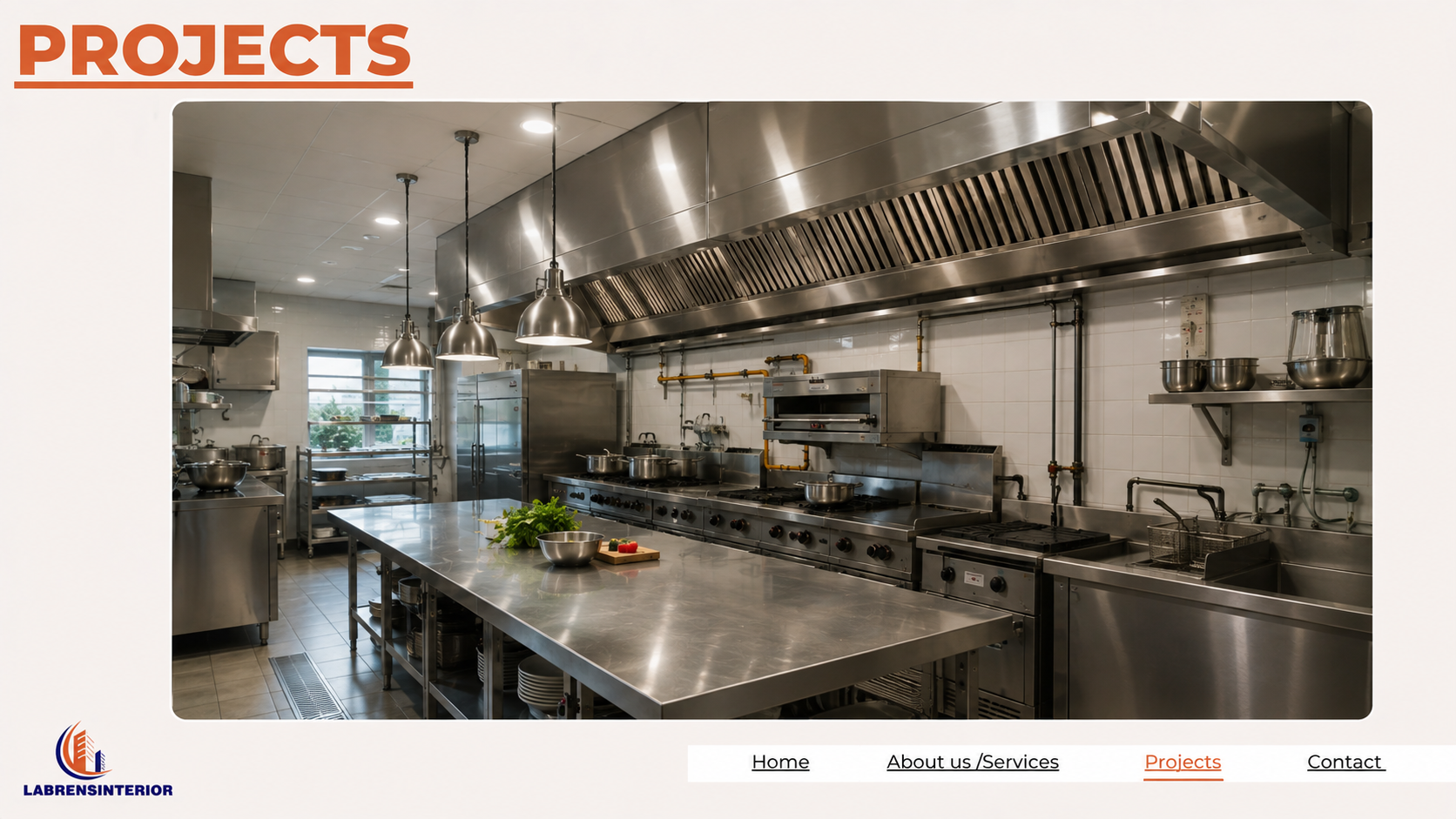 Commercial kitchen fittings, stainless steel extraction hoods and professional kitchen equipment